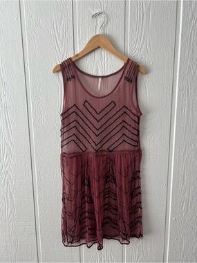 Free People Sleeveless Beaded Mesh Dress